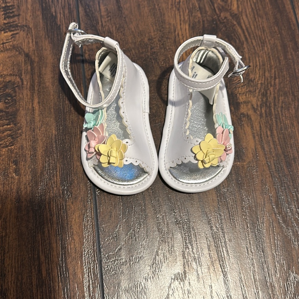 Janie and Jack White Baby Walker Sandals with T-Strap